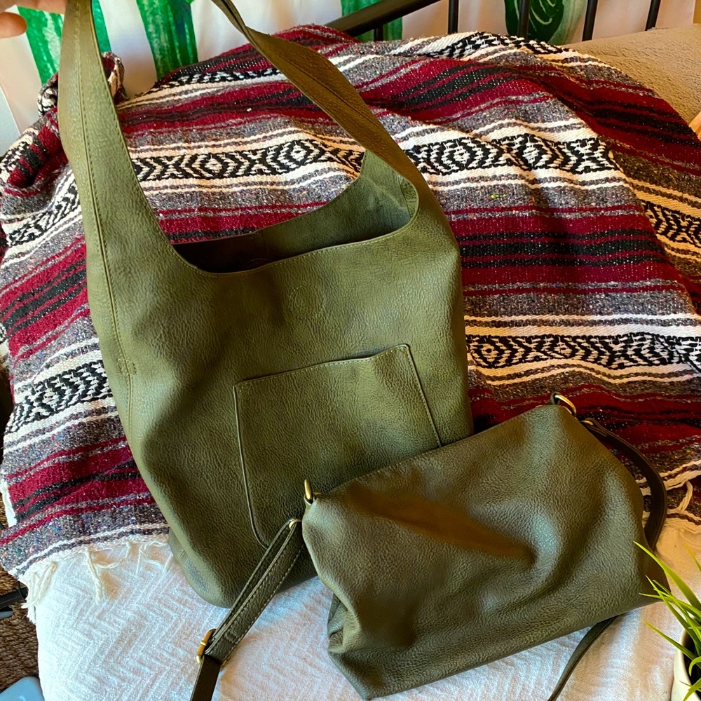 Susan Joy Green Vegan Leather 2-in-1 Purse